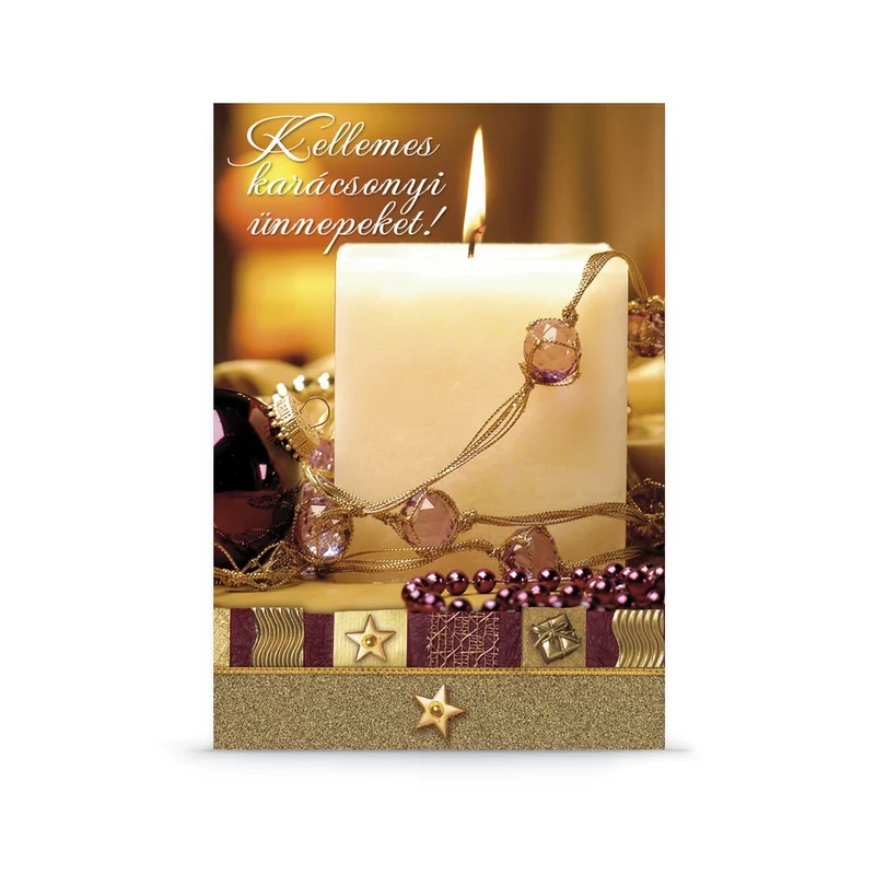 Karácsonyi üdvözlő normál képeslap gyertyás A Ars Una