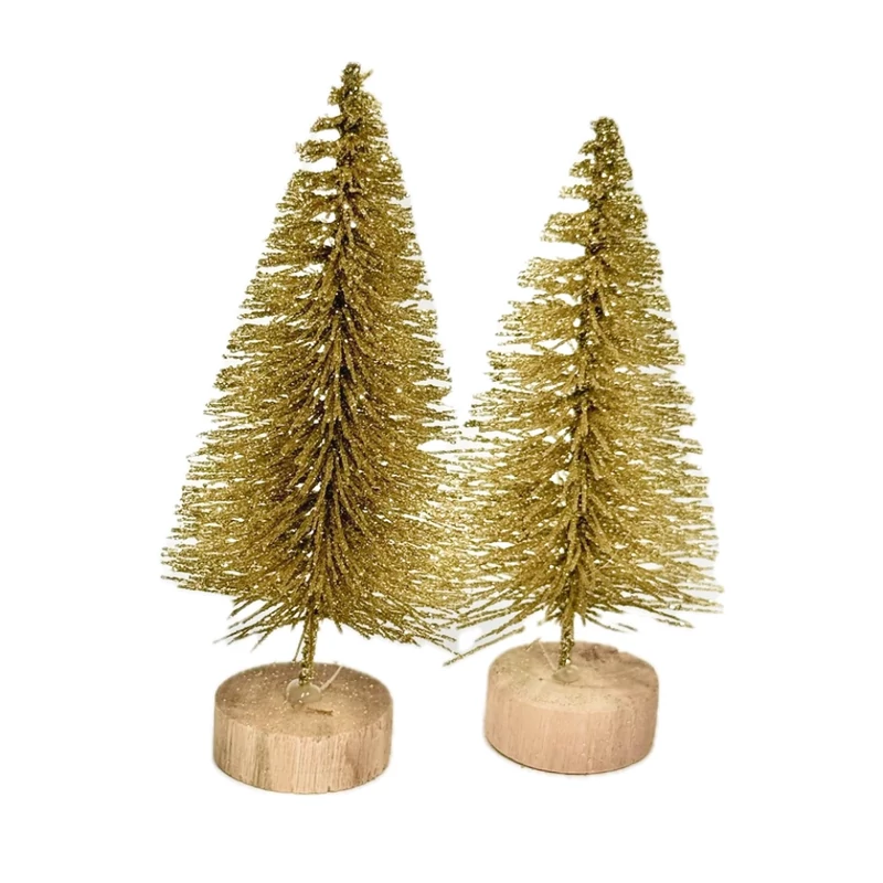 Fenyőfa glitteres arany dekor 10 cm 2 db/csomag XD119237