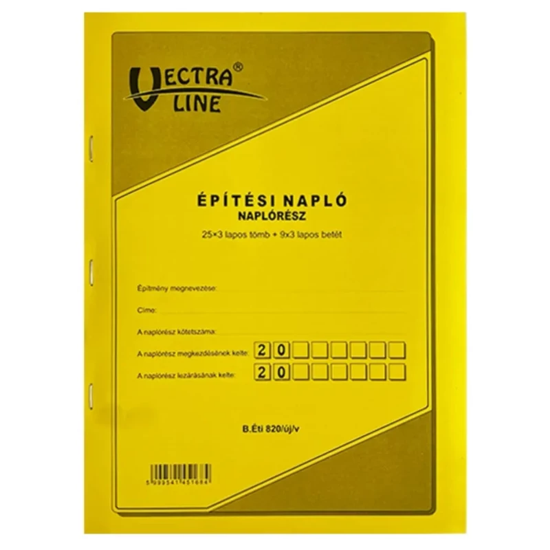 Nyomtatvány építési napló VECTRALINE A/4 álló 25x3 lapos pótlapokkal