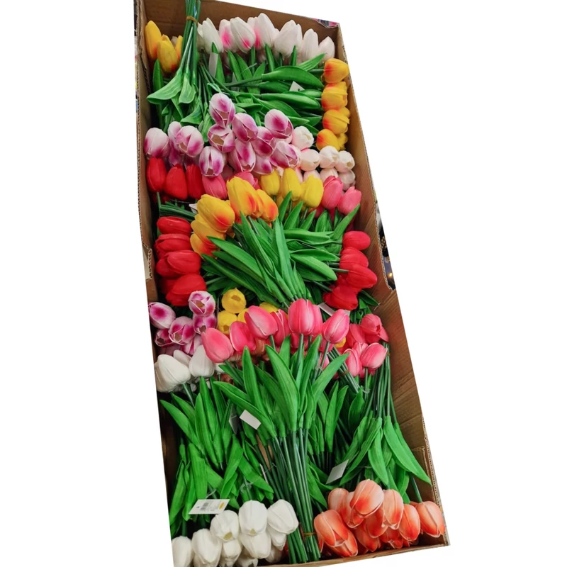 Tulipán művirág 34 cm 12 szál/csokor különböző színekben