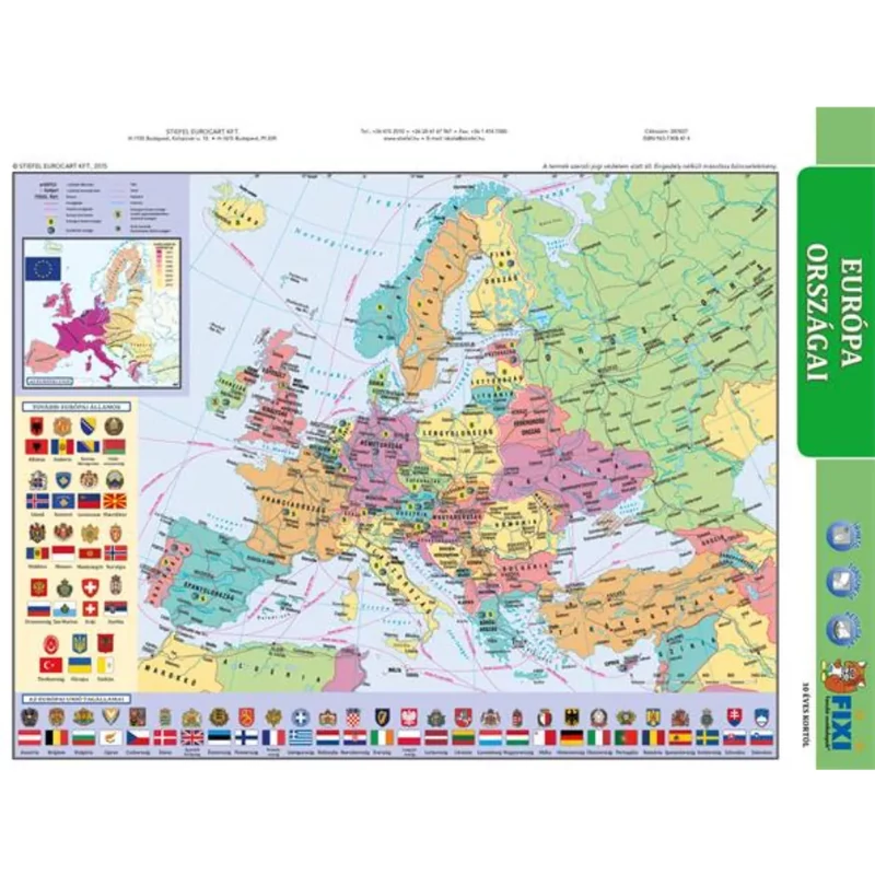 Tanulói munkalap A4 Stiefel Európa közigazgatása / Európa domborzata