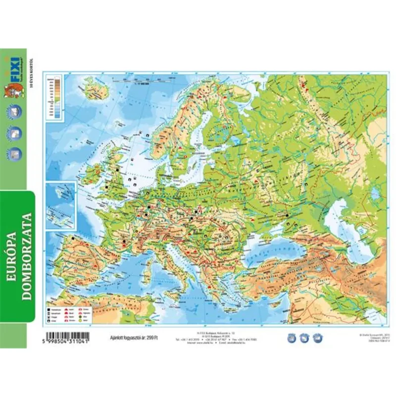 Tanulói munkalap A4 Stiefel Európa közigazgatása / Európa domborzata