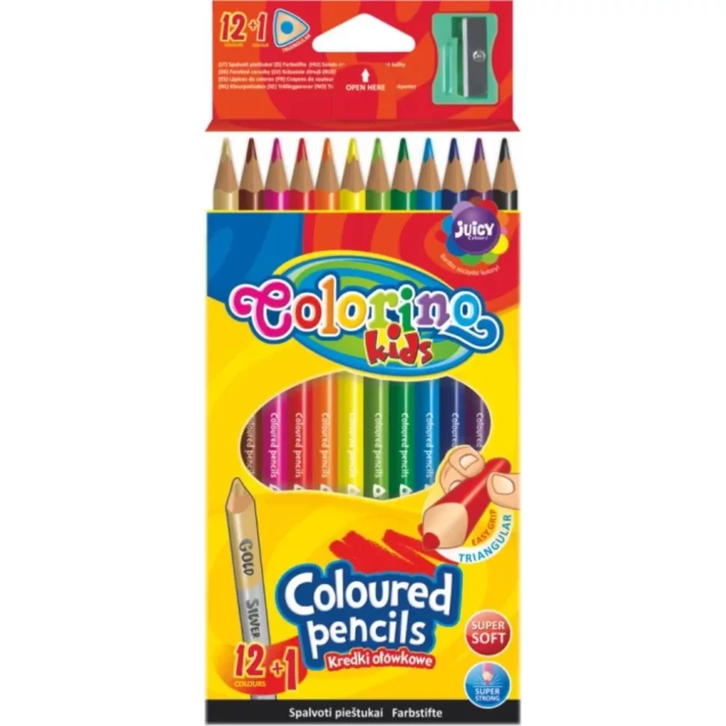 Színesceruza készlet Colorino Kids TRIO 12+1 hegyezővel arany 54706