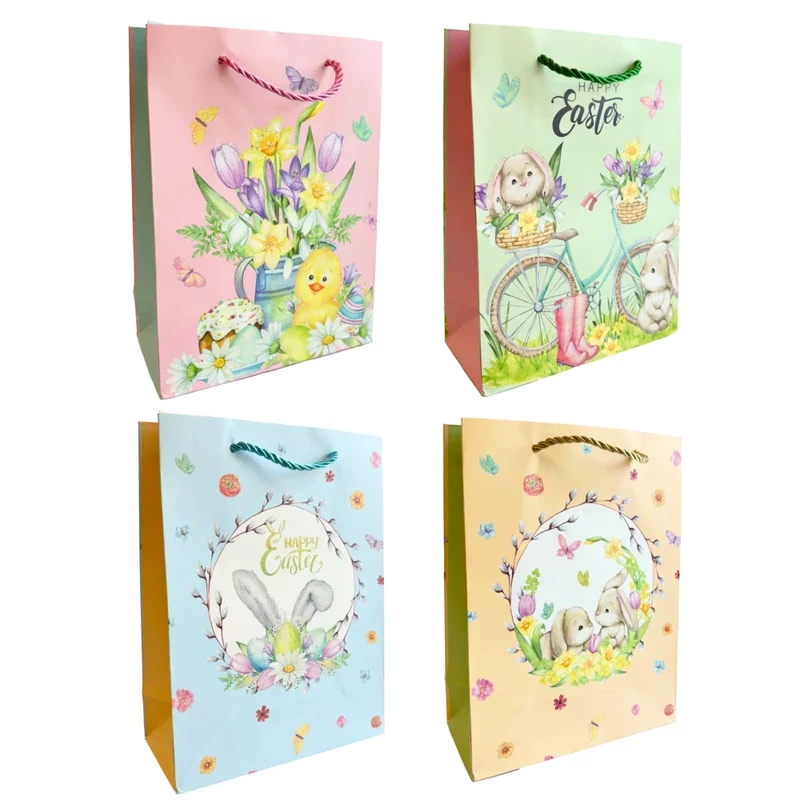 Dísztasak pasztell színű húsvéti mintával 32x26x10 cm DW122428