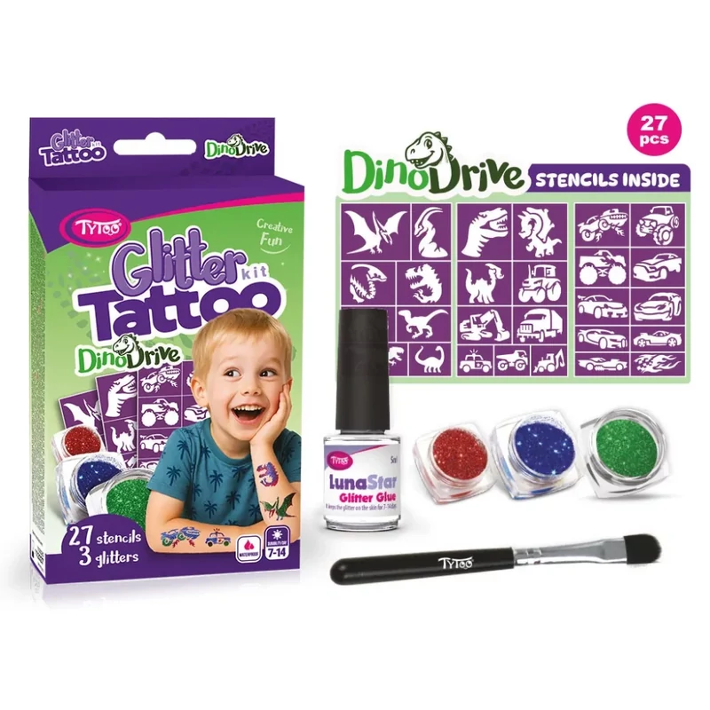 Tytoo DinoDrive csillámtetoválás szett fiús
