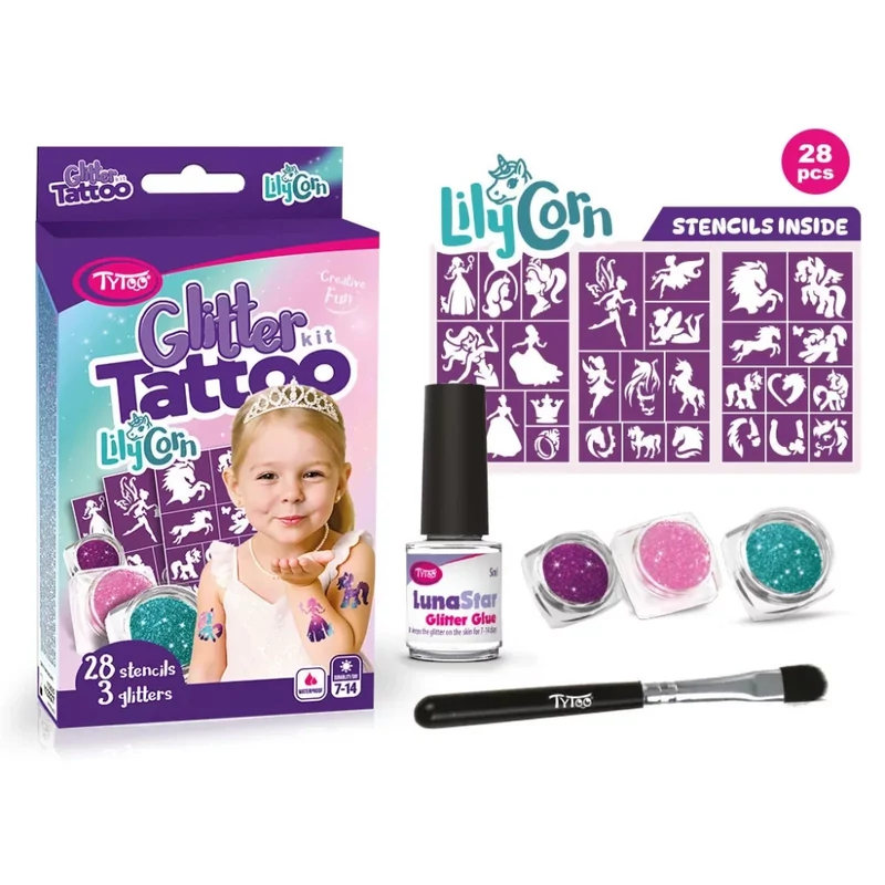 Tytoo LilyCorn csillámtetoválás szett mini Hercegnők és Unikornisok