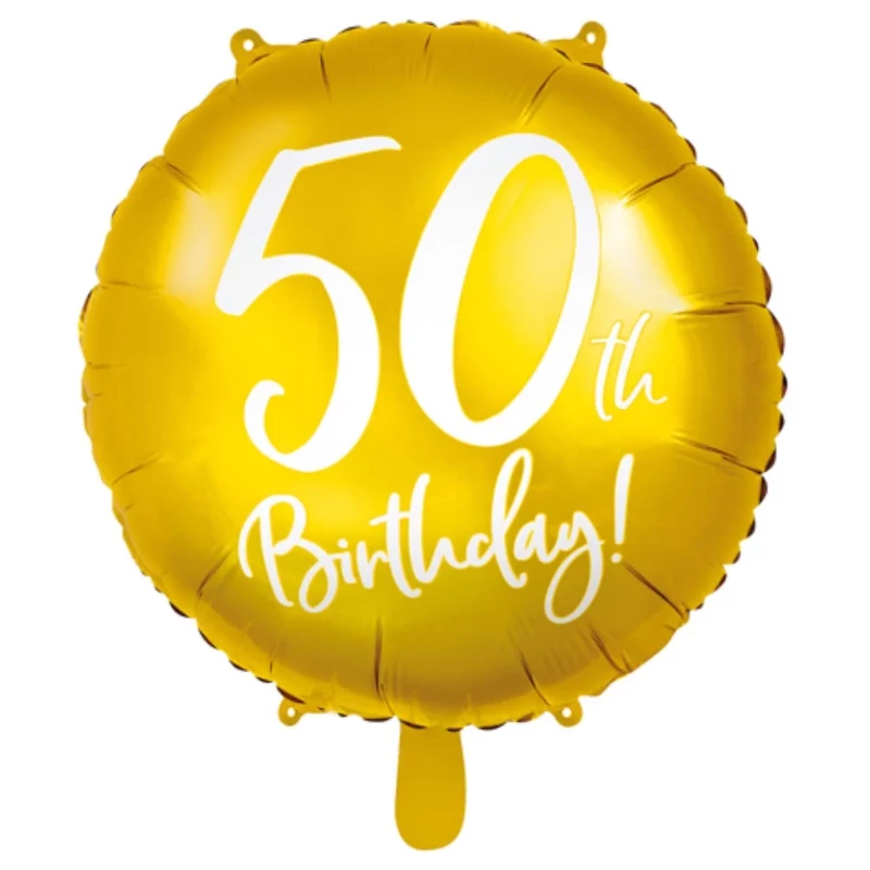 Fólia lufi 50. évszámmal arany színű Birthday felirattal 45 cm