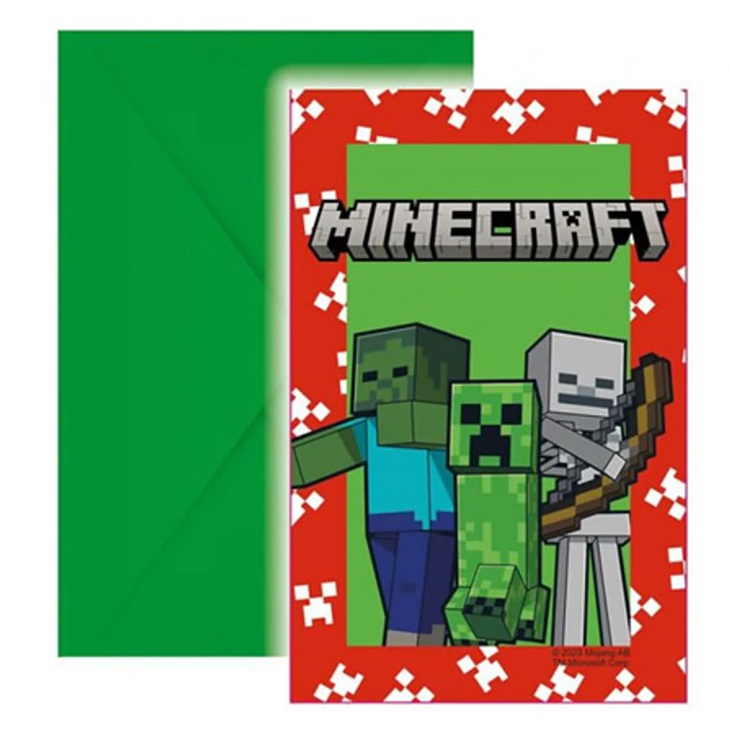 Minecraft mintás partimeghívó borítékkal 6 db/csomag