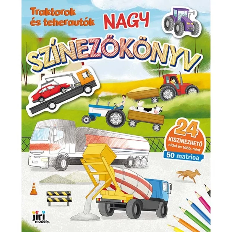 Nagy színezőkönyv Traktorok és teherautók Jiri Models