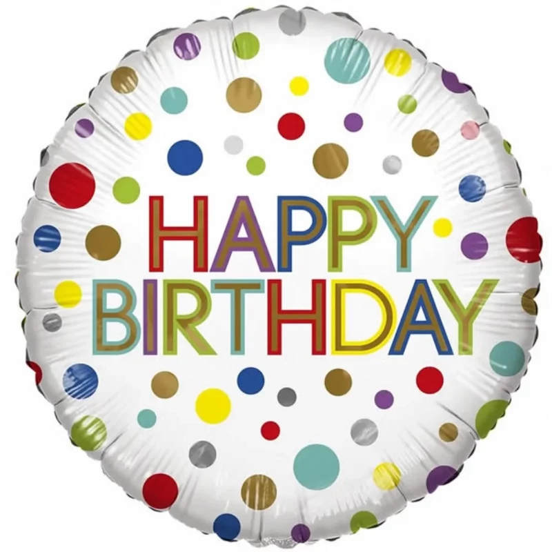 Fólia lufi ECO Happy Birthday pöttyös 45 cm M118019