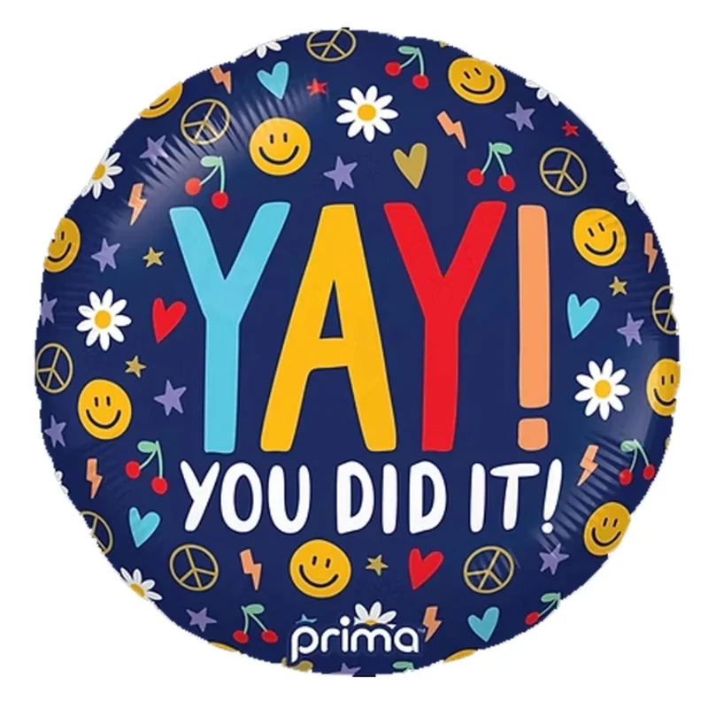 45 cm-es Yay You Did It Groovy Icons Ballagási Fólia Lufi Ballagásra