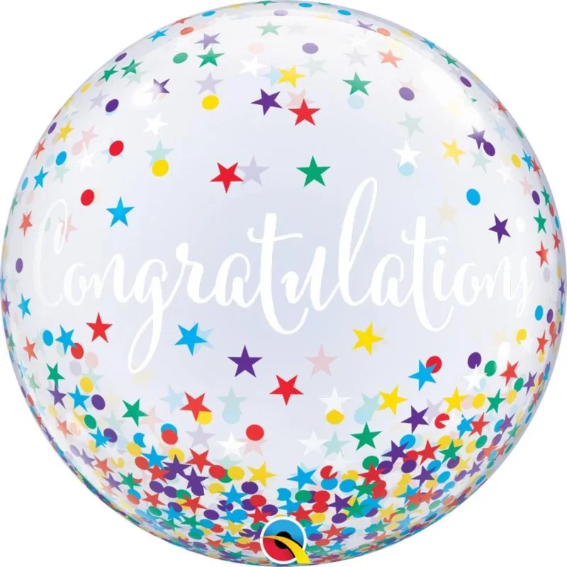 56 cm-es Gratulálok Congratulations Confetti Stars Bubble Lufi Ballagásra