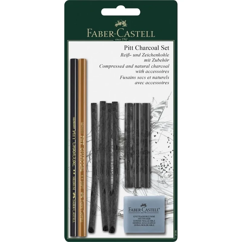 Faszén készlet fém dobozban 10 db-os Pitt Faber-Castell