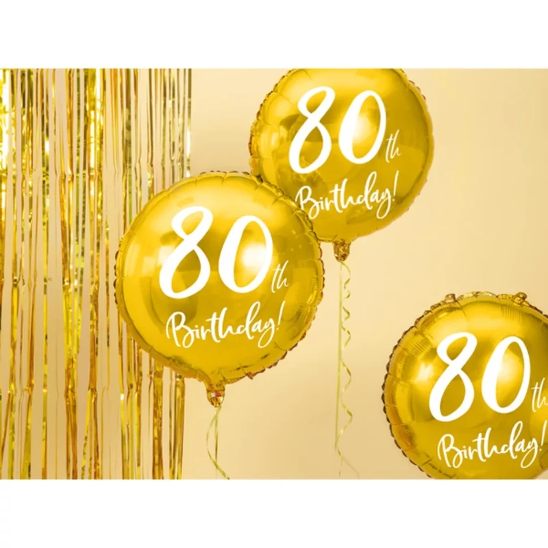 80. Évszámos lufi fólia arany happy birthday 45 cm 109483