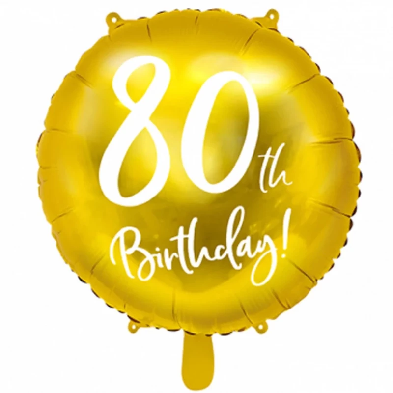 80. Évszámos lufi fólia arany happy birthday 45 cm 109483
