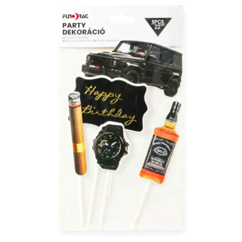 Torta dekor szivar és whisky minták 22 cm 5 db/csomag 623225