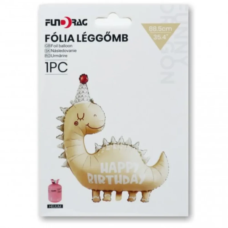 Fólia lufi dínó formájú 88 cm Happy Birthday felirattal 653926