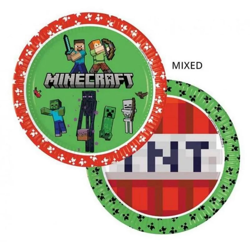 Minecraft Papír Parti Tányér - 23 cm 8 db-os