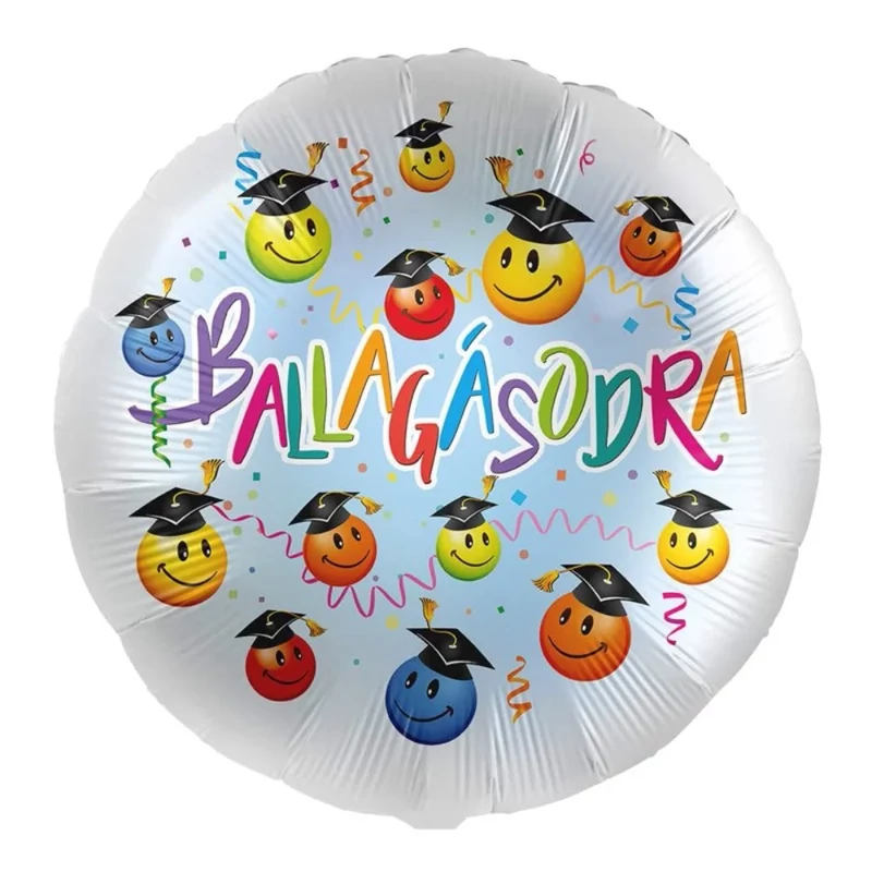 45 cm-es Ballagásodra Feliratú Smile Face Parti Fólia Lufi