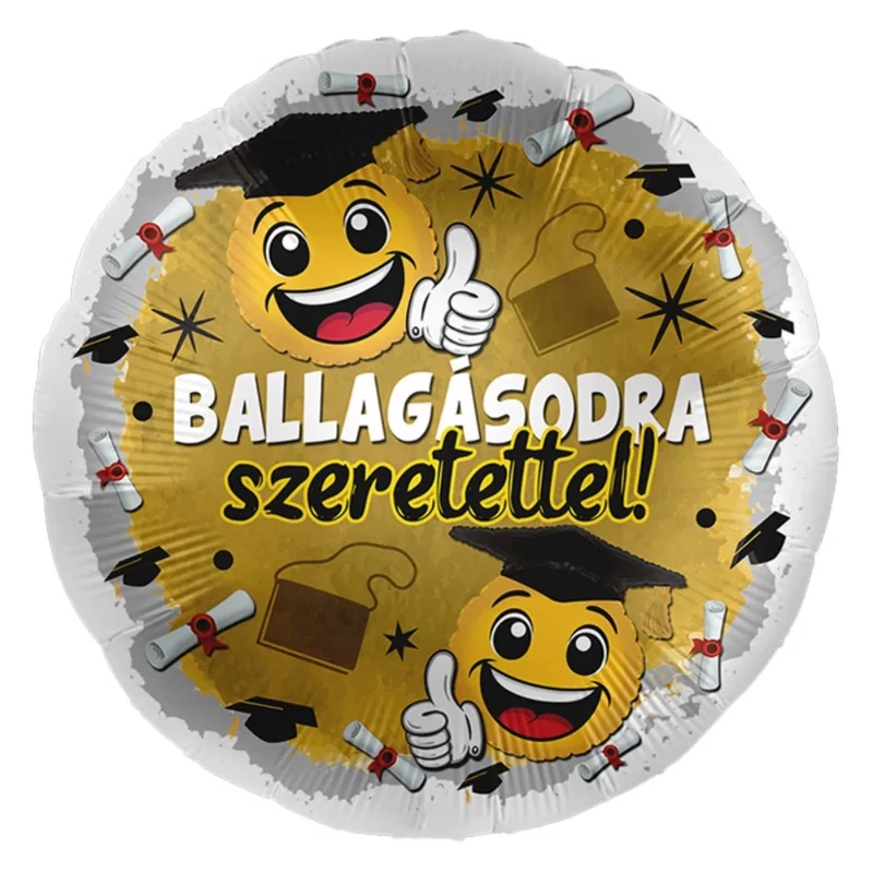 45 cm-es Ballagásodra Szeretettel Smile Face Fólia Lufi