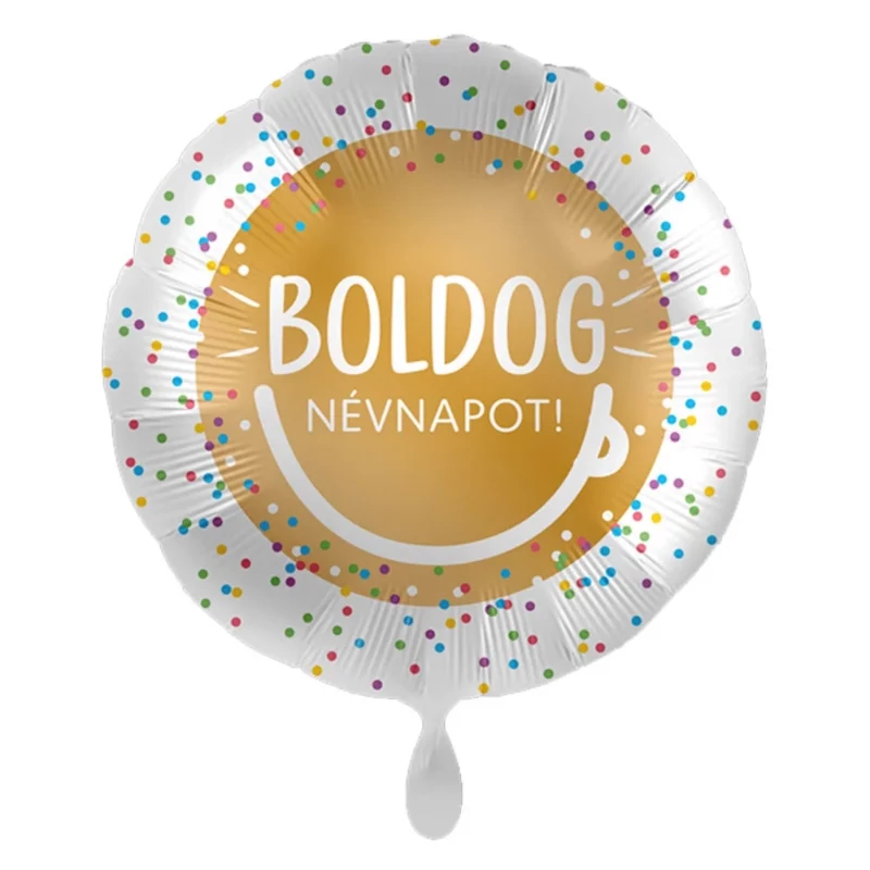 45 cm-es Boldog Névnapot Smile Mintás Fólia Lufi