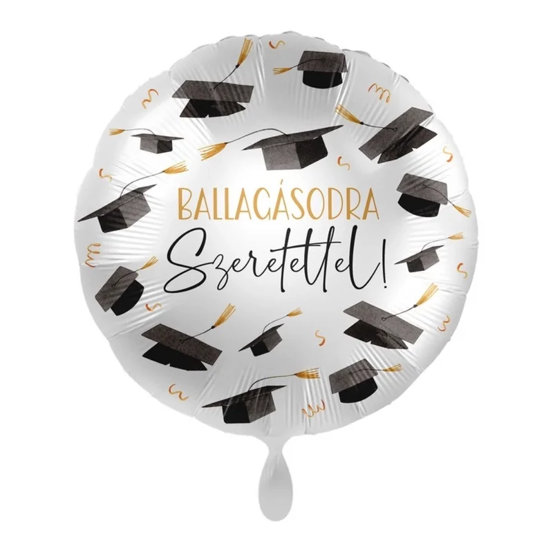 45 cm-es Ballagásodra Szeretettel Kalap Mintás Fólia Lufi