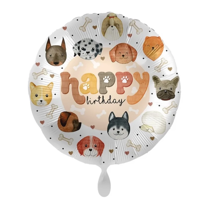45 cm-es Kutya Mintás Happy Birthday Szülinap Fólia Lufi