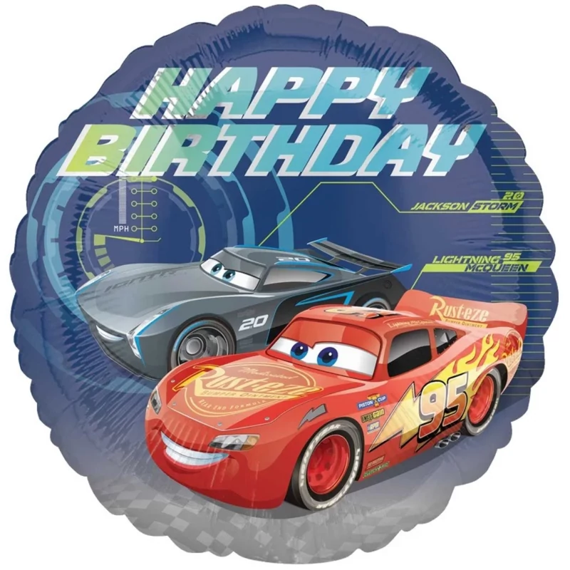 45 cm-es Cars - Happy Birthday - Verdák Szülinapi Fólia Lufi