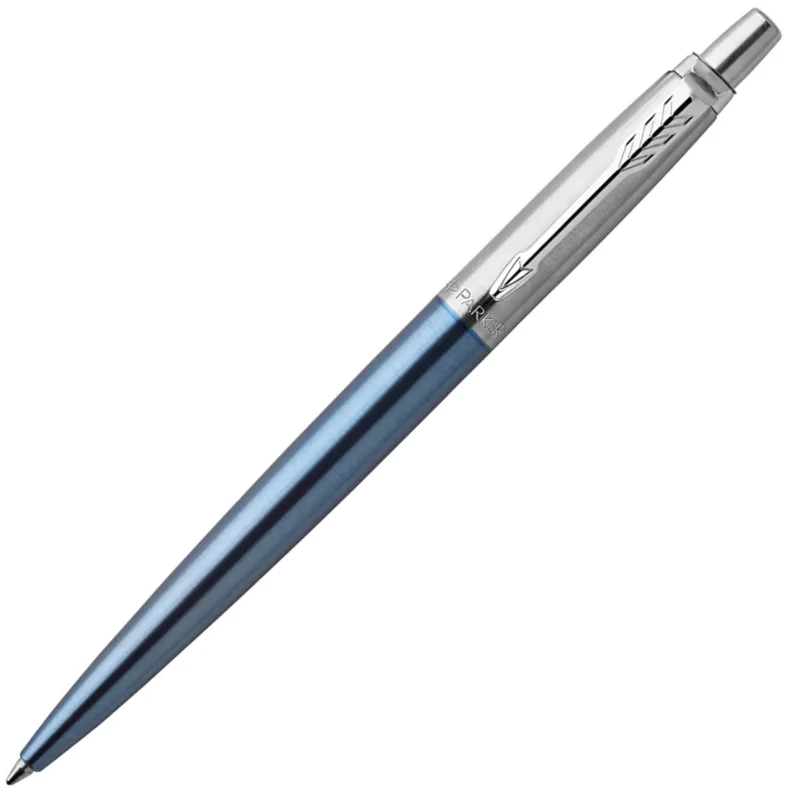 Golyóstoll 0,7 mm ezüst színű klip rozsdamentes acél Waterloo kék tolltest kék írásszín Parker Royal Jotter 1953191