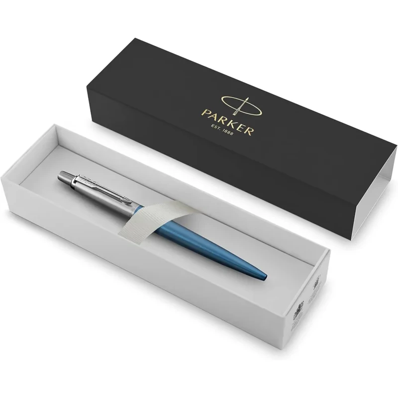 Golyóstoll 0,7 mm ezüst színű klip rozsdamentes acél Waterloo kék tolltest kék írásszín Parker Royal Jotter 1953191