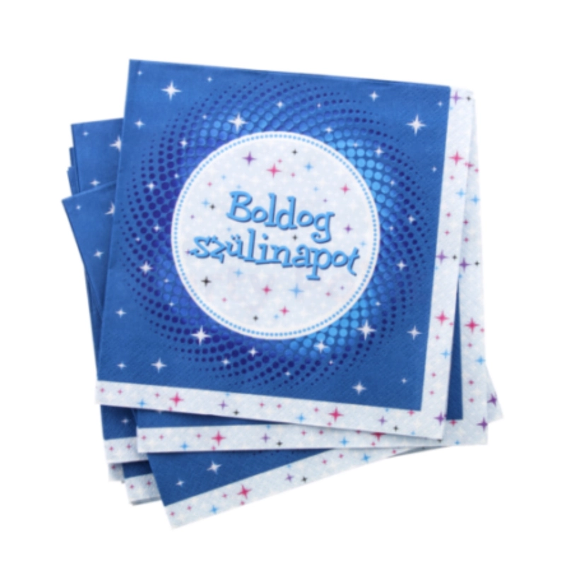 Szalvéta Boldog Születésnapot kék 3 rétegű 16db /csomag