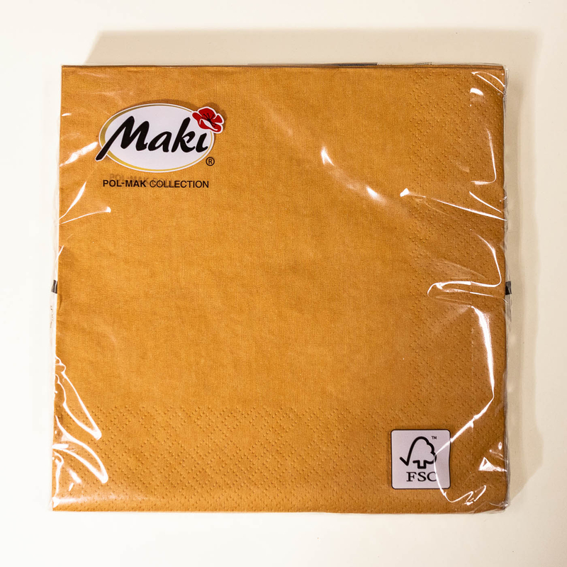 Szalvéta 3 rétegű egyszínű 33x33cm 20db/csomag Maki - Mustársárga