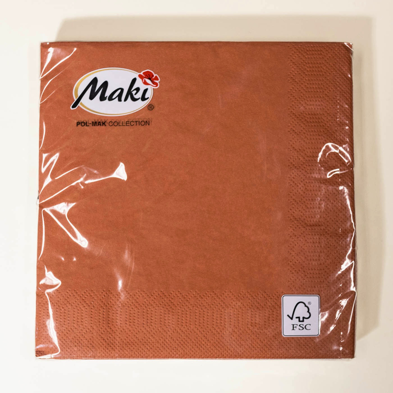 Szalvéta 3 rétegű egyszínű 33x33cm 20db/csomag Maki - Terrakotta