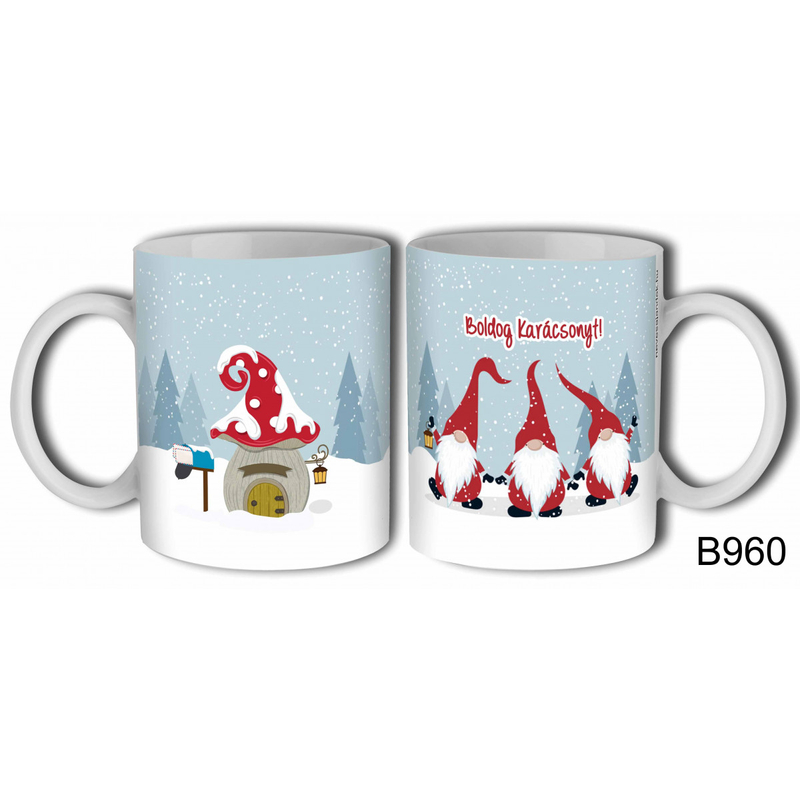 Bögre 3 dl - Gnome Manókák Bögre – Karácsonyi Ajándék B960