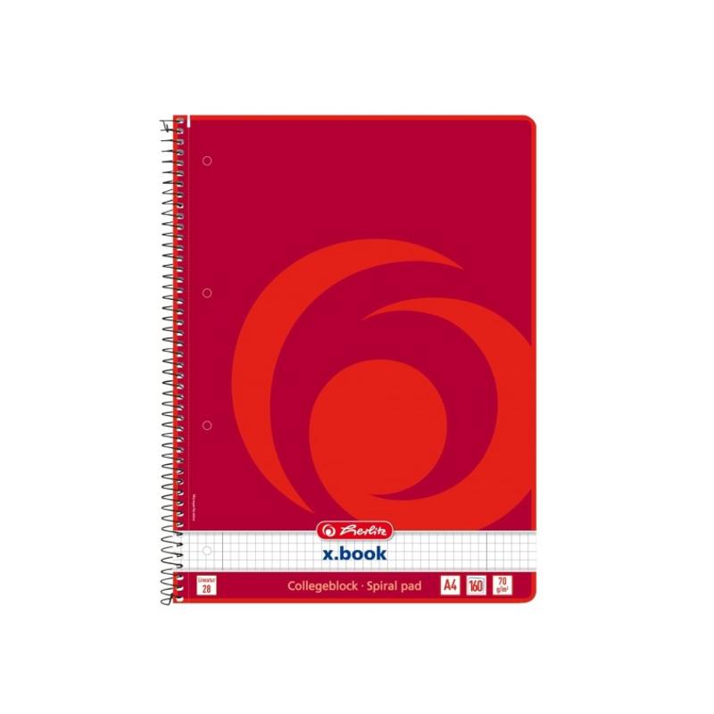 Herlitz spirálfüzet A4/160 lapos perforált kockás