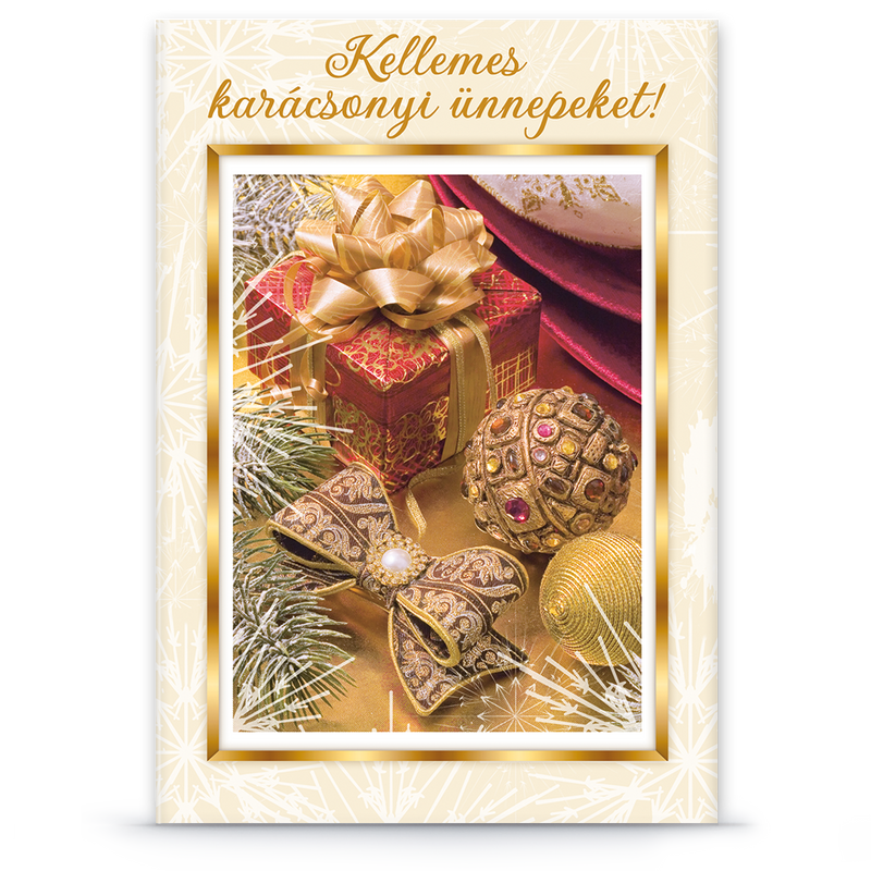 Metál arany fóliával nyomott karácsonyi képeslap C6 méretben