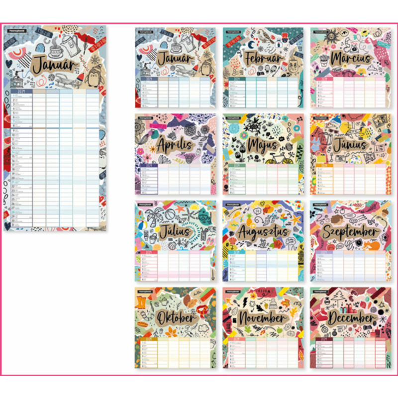 Lizzy Calendar Falinaptár lemez nagy Anyu tervezője Scrapbook Style 2024