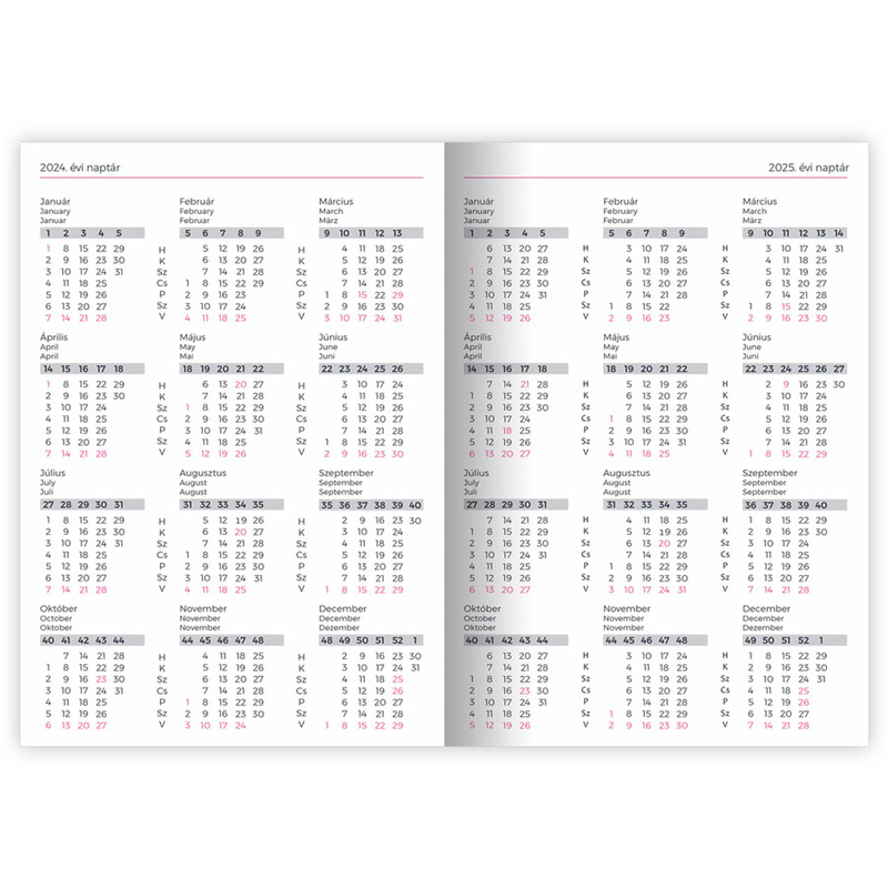 Lizzy Calendar Heti Tervező B6 design Leaves 2024
