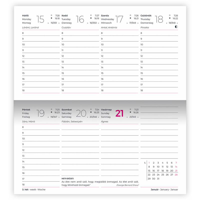 Lizzy Calendar Zsebnaptár design Pink Flowers 2024