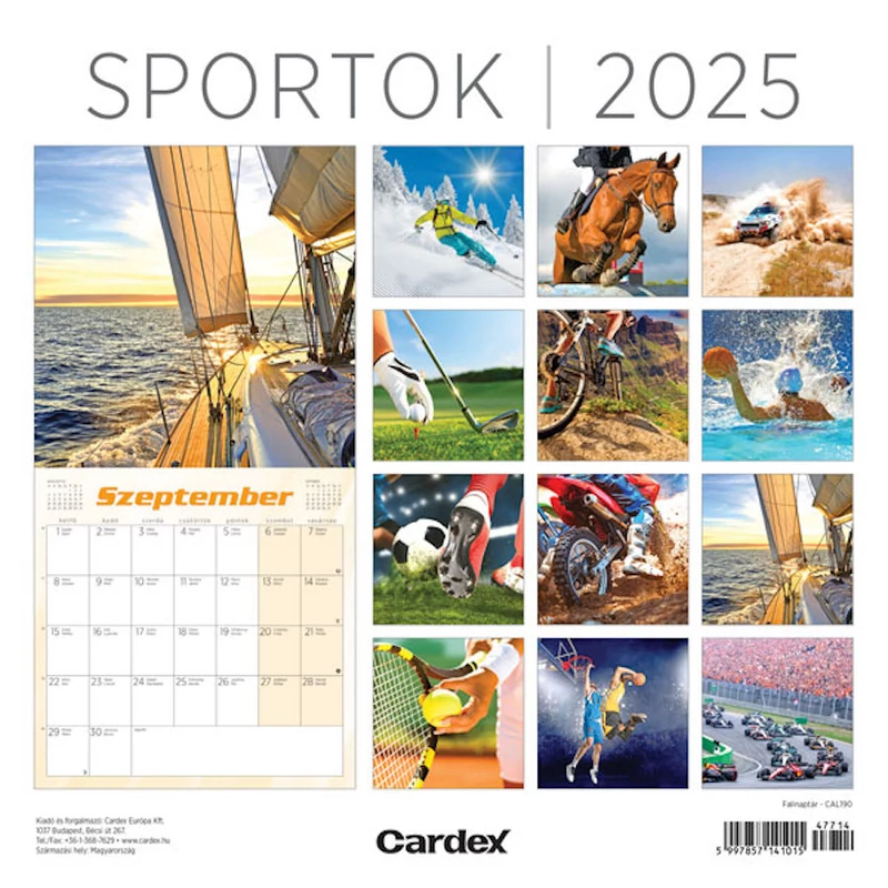 Falinaptár Sportok Cardex 2025