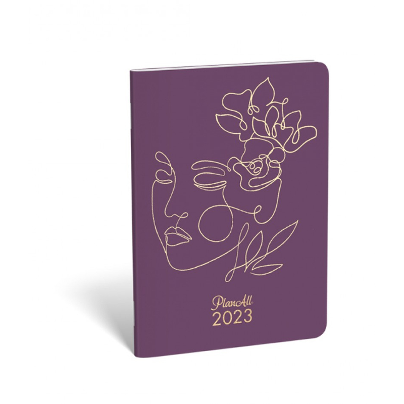 Lizzy Calendar PlanAll 7.0 B6 tűzött aranyozott heti tervező Purple lines 2023