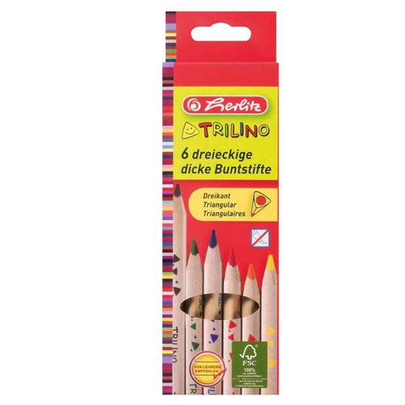 Herlitz színes ceruza készlet vastag Trilinio natúr fa 6 db