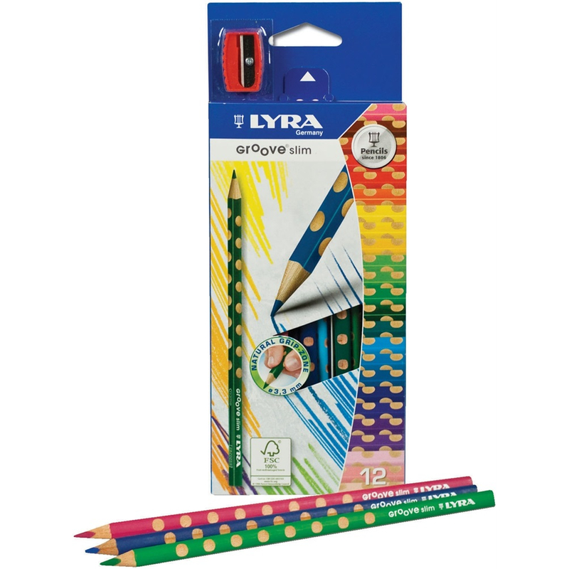 Színes ceruza Lyra Groove slim 12 db hegyezővel