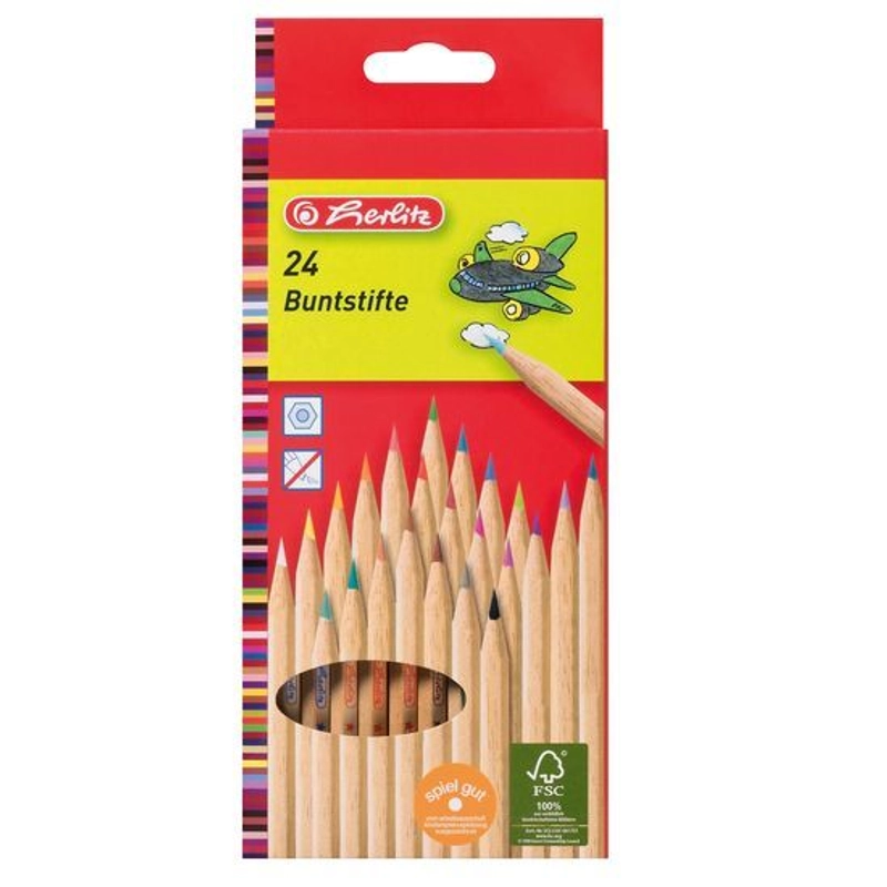 Színes ceruza készlet hatszögletű natúrfa 24 db Herlitz