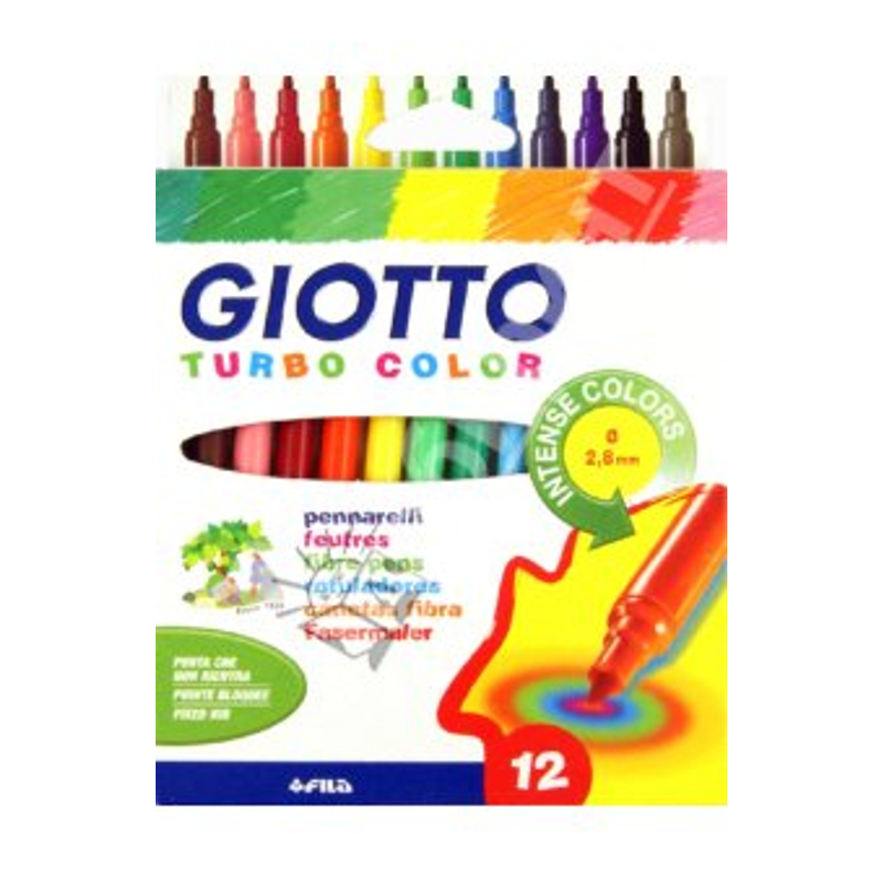 Filc készlet 12-es Giotto Turbo Color, akasztható, FILA