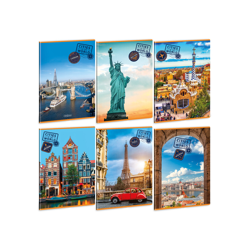 Ars Una A/4 extra kapcsos füzet Cities of the world - négyzetrácsos