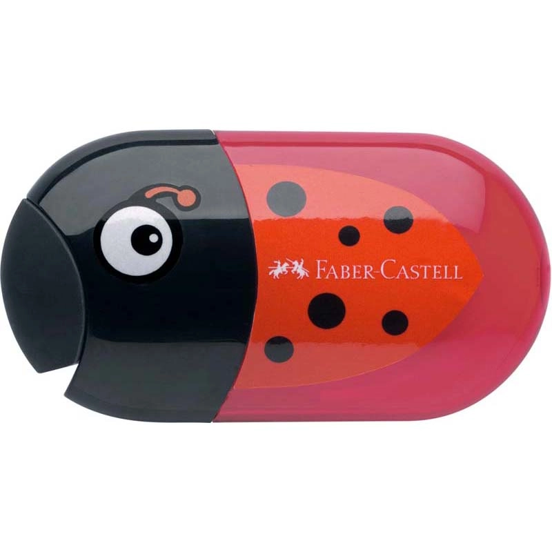Hegyező Faber-Castell Grip kétlyukú tartályos radíros katicabogár mintás