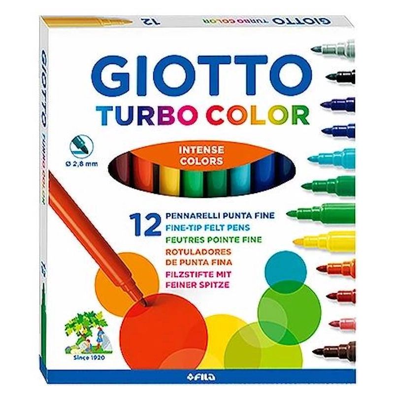 Filctoll készlet 12-es 2,8mm intenzív színek Giotto Turbo Color