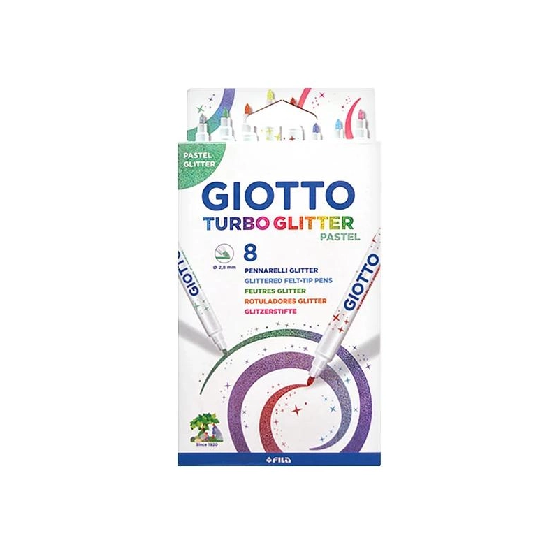 Filctoll Giotto Turbo Glitter csillámos pasztell 8 db-os készlet