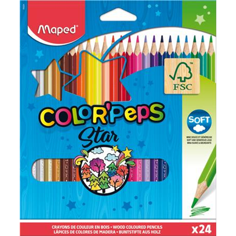 Színes ceruza készlet háromszögletű Maped Color Peps Star 24 különböző szín